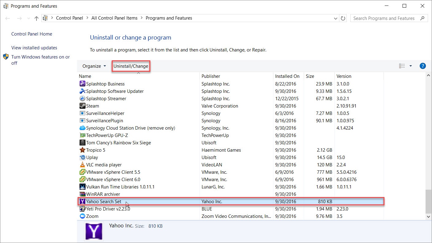 Windows Uninstall Programs